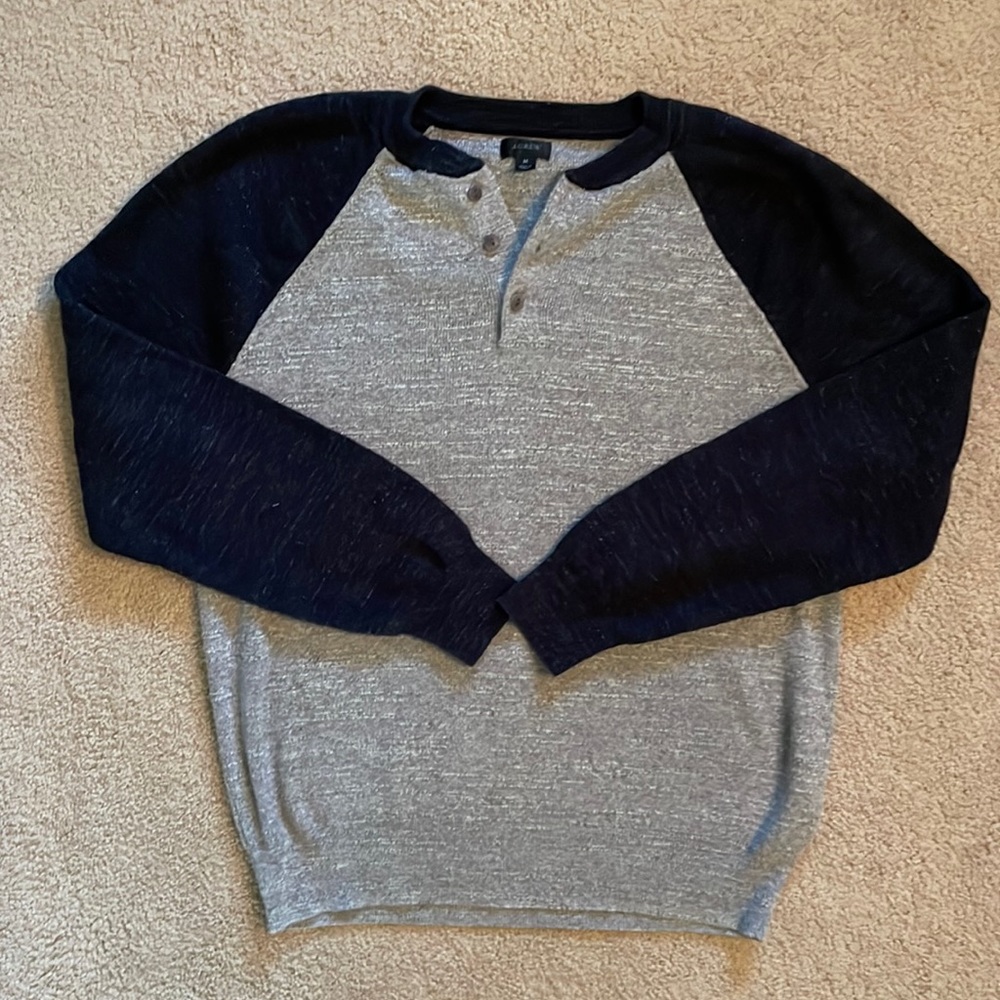 JCREW cotton three button placket sweater